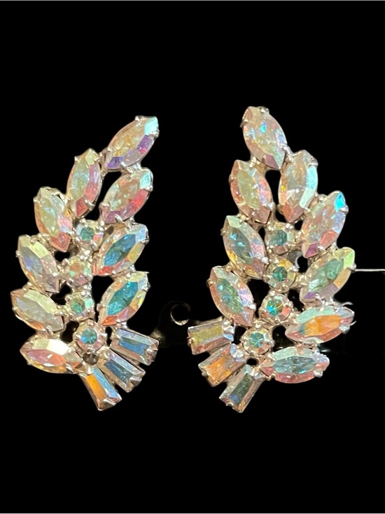 B. David Jewelry - Signed B. David Vintage AB Rhinestone Earrings